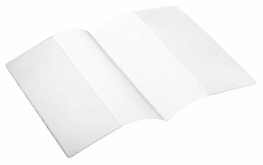 Dobbelt plastomslag a6 Dobbelt plastomslag med lodrette lommer i fuld l&aelig;ngde p&aring; indersiden til venstre og h&oslash;jre. Velegnet til brochurer, foldere og andre dokumenter i A6-format.Indvendige m&aring;l: A6-format (dobbelt). 210 x 148 mm