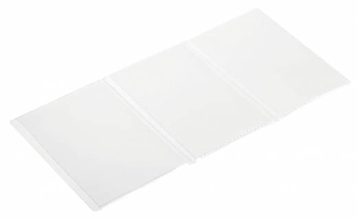 Tredobbelt plastomslag 210x105 mm Tredobbelt plastomslag med lodrette lommer i fuld l&aelig;ngde p&aring; indersiden til venstre og h&oslash;jre. Velegnet til registreringsattester (Tyskland).indvendige m&aring;l: 210 x 105 mm