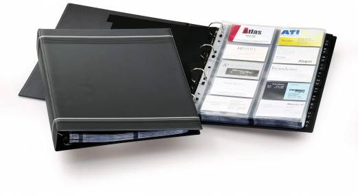 Visifix&reg; a4 Visitkortmappe A4 med ringmekanisme med plads til 400 visitkort.