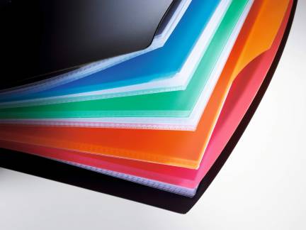 Duralook&reg; style Demo- og pr&aelig;sentationsmappe med 20 aftaglige lommer og integreret 4-delt faneblade.