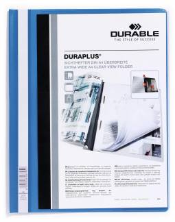 Duraplus&reg; Tilbudsmappe A4 med farvet ryg, bagside og klar dobbelt forside.