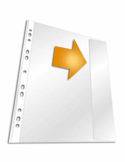 Plastlomme til ringbind premium med klap a4 pp pose med 5 Universalhullet plastlomme af PP med forst&aelig;rkede huller og lukkeklap