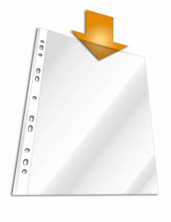 Plastlomme til ringbind business a4 glasklar pp &aelig;ske med 100 Universalhul, glasklar plastlomme af PP med forst&aelig;rkede huller.