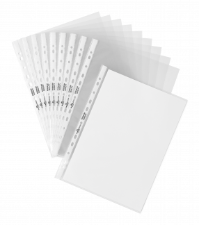 Plastlomme til ringbind premium a4 glasklar pp pose med 10 Glasklar plastlomme med universalhul i premium kvalitet. Med forstærkede huller.