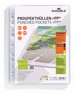Plastlomme til ringbind premium a4 rpp 40 stk/pose. Universal hul, kraftig plastlomme fremstillet af genanvendt polypropylenplast.