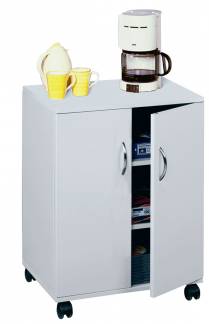 Multifunktionsvogn 74/53 lukket Vogn/skab af malamin, to faste og to flytbare hylder og døre.