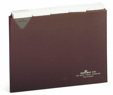 Plastkort a5 opdeling 5/5 rivefast Format: A5 Materialetykkelse: 0,3 mm Fanebredde: 40 mm Opdeling: 5/5