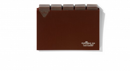 Guide indekskort a6 opdeling 5/5 rivefast Format: A6 Materialetykkelse: 0,3 mm Fanebredde: 25 mm Opdeling: 5/5