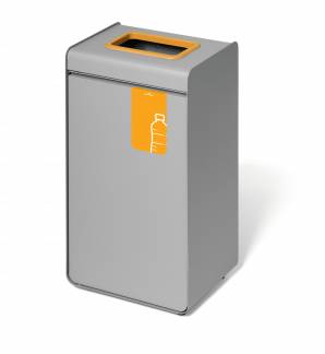 Affaldsbeholder durasort&reg; 55l gul Affaldsbeholder af metal med farvet indkast og en aftagelig inderbeholder af plast.