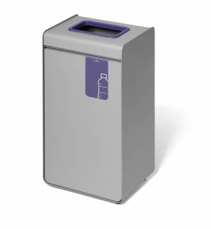 Affaldsbeholder durasort&reg; 55l plastemballage Affaldsbeholder af metal med farvet indkast og en aftagelig inderbeholder af plast.