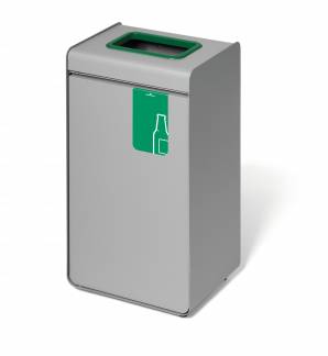 Affaldsbeholder durasort&reg; 55l gr&oslash;n Affaldsbeholder af metal med farvet indkast og en aftagelig inderbeholder af plast.