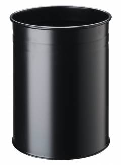 Papirkurv metal 15l rund med dekorativ ring Papirkurv, rund, 15 liter. Fritst&aring;ende metalspand med dekorativ pr&aelig;get ring. Fremstillet af st&aring;l med ridsefast epoxypolyesterbel&aelig;gning. Dimensioner (H x &Oslash;): 315 x 260 mm.