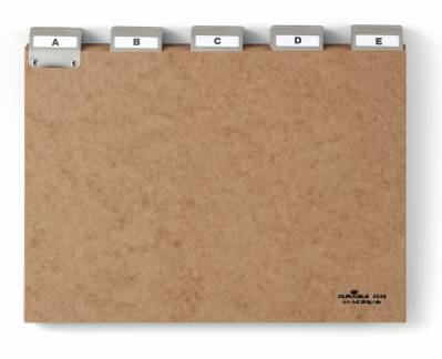 Guide indekskort a4 opdeling 5/5 a-z, nittet trykpap Format: A4 Print: A-Z 25-delt Fane bredde: 40 mm Opdeling: 5/5