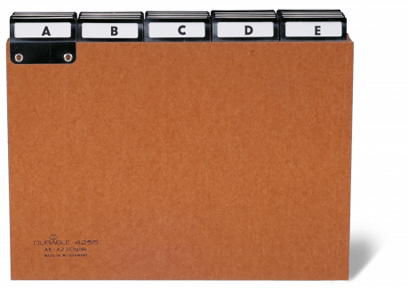 Guide indekskort a5 opdeling 5/5 a-z nittet trykpap Format: A5 Print: A-Z 25-delt Fane bredde: 40 mm Opdeling: 5/5