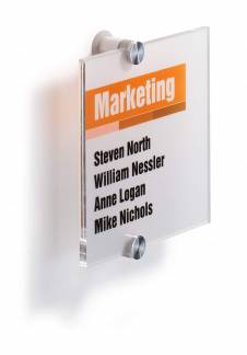 Crystal sign 148x148mm Elegant d&oslash;r-og v&aelig;gskilte i klar akryl med dekorative skruer. Design indstiksetiket med gratis skabelon. 1 stk