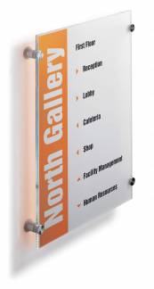 Crystal sign 297x420mm (a3 h&oslash;j) Elegant d&oslash;r-og v&aelig;gskilte i klar akryl med dekorative skruer. Design indstiksetiket med gratis skabelon. 1 stk