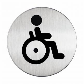 Skilt handicap toilet Pictogram af rustfrit st&aring;l