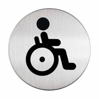 Skilt handicap toilet Pictogram af rustfrit st&aring;l