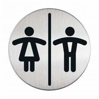 Skilt dame / herre toilet Pictogram af rustfrit st&aring;l