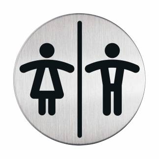 Skilt dame / herre toilet Pictogram af rustfrit st&aring;l