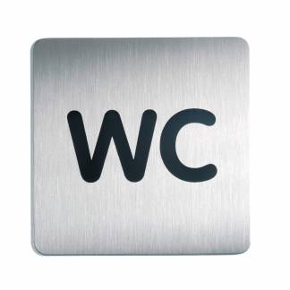 Skilt firkantet "wc" toilet Pictogram af rustfrit st&aring;l