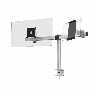 Sk&aelig;rmholder pro til 1 sk&aelig;rm og 1 tabletholder, bordbeslag Sk&aelig;rmholder til arbejde p&aring; tv&aelig;rs af enheder p&aring; sk&aelig;rm og tablet. Fastg&oslash;relse med bordbeslag