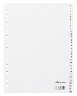 Register pp 1-31 Universalhullet register med trykte faner 1-31 og kartonforblad.