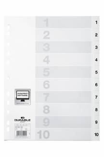 Register pp 1-10 Universalhullet register med trykte faner 1-10 og kartonforblad.