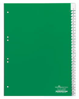 Faneblad 1-31 Faneblade i kraftig plast med dobbelte faner, hvor fanepapiret kan udskiftes. A4 format.