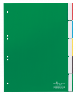 Faneblad 5-delt Faneblade i kraftig plast med dobbelte faner, hvor fanepapiret kan udskiftes. A4 format.