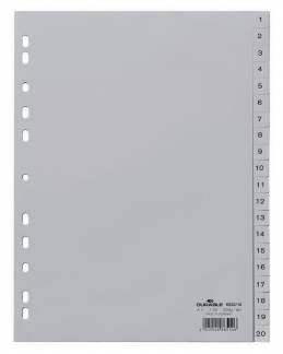 Register 1-20 Universalhullet polypropylen register med trykte faner 1-20.