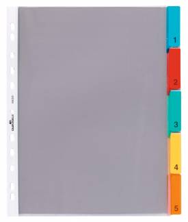 Plastlommeregister 5 Lommeregister i kraftig plast med dobbelte faner, hvor fanepapiret kan udskiftes.