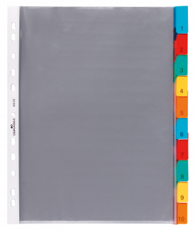 Plastlommeregister 10 Lommeregister i kraftig plast med dobbelte faner, hvor fanepapiret kan udskiftes.