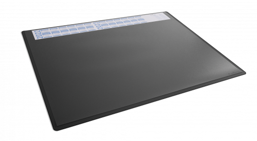 Skriveunderlag 650 x 500 mm med kalender og transparent dækplade pp Skriveunderlag med årskalender for 4 år og transparent dækplade, til brug som underlag for noter som kan opbevares og beskyttes, men stadig være synlig