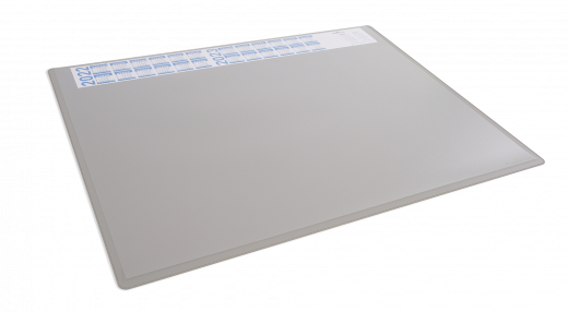 Skriveunderlag 650 x 500 mm med kalender og transparent dækplade pp Skriveunderlag med årskalender for 4 år og transparent dækplade, til brug som underlag for noter som kan opbevares og beskyttes, men stadig være synlig