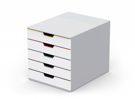Skuffekabinet varicolor® mix 5 Skuffekabinet med 5 skuffer med plads til dokumenter, mapper, kataloger, tablets, kabler, blokke og meget mere.
