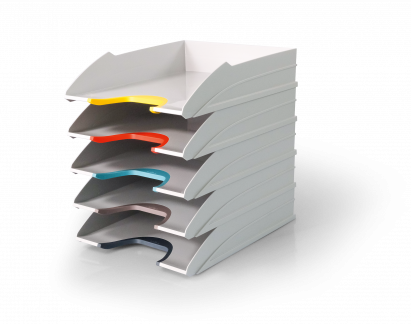 Brevbakke varicolor® mix tray set a4 Sæt med 5 stabelbare brevbakker i A4-format.