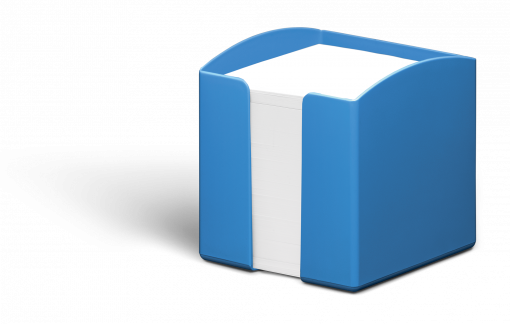 Kubusblokholder eco Kubusblokholder med 800 papirsedler i formatet 93 x 93 mm. Holderen og de blanke ark er forsynet med miljømærket Blue Angel