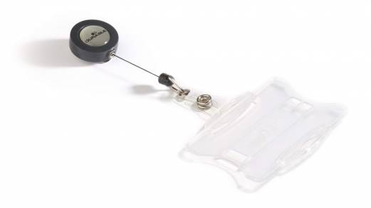 Id-kortholder til 2 kort m yoyo Holder med &aring;ben front med plads til 2 stk sikkerhedskort og yoyo. 10 stk.