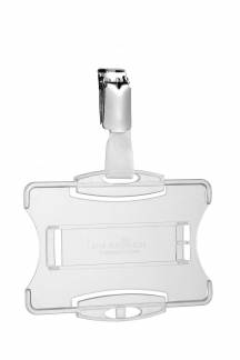 Id-kortholder &aring;ben front m stropklemme Holder med &aring;ben front med plads til 1 stk sikkerhedskort.