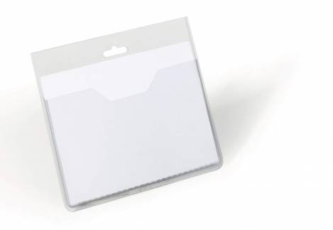 Navneskilt 60x90 mm Navneskilt af robust plast med &aring;ben top til kombination med f eks halssnor. Tv&aelig;rformat. 20 stk.