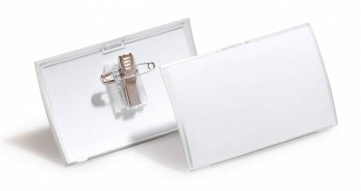 Navneskilt click fold rpp 40x75,n&aring;l/klemme Letv&aelig;gts konveks foldbart navneskilt med unik klikmekanisme, der fastg&oslash;res med enten sikkerhedsn&aring;l eller clips. St&oslash;rrelse 40x75 mm.