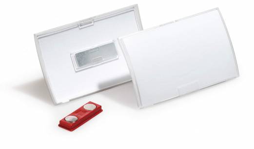 Navneskilt click fold rpp 40x75, magnet Letv&aelig;gts konveks foldbart navneskilt med unik klikmekanisme, der har en magnetisk fastg&oslash;relse. St&oslash;rrelse 40x75 mm. 10 stk. pr. &aelig;ske.
