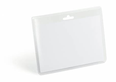 Navneskilt 60x90 mm med eurohul pp Navneskilt af PP i liggende format, 60 x 90 mm. Kombiner med dit valg af fastg&oslash;relsesmuligheder:  halssnor, stropklemme eller udtr&aelig;kkelig yo-yo. 20 stk./pakke