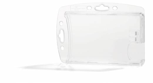 Id-kortholder til to kort Holder af slidst&aelig;rkt akryl med plads til 2 stk. sikkerhedskort. 10 stk. Til kombination med f eks halssnor.