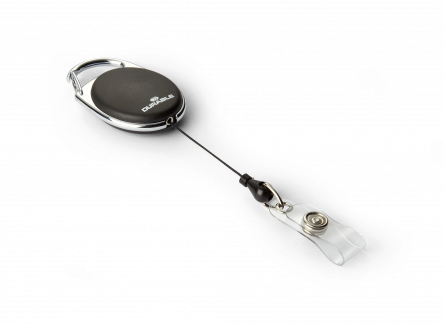 Yoyo-holder nøglering style med plaststrop med trykknap, 1 stks pakning Oval yoyo-holder nøglering med metalclips på bagside og trykknap til fastgørelse af ID-kortholder og navneskilte