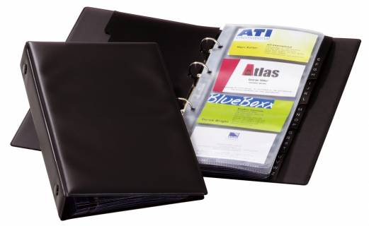 Visifix® economy Visitkortmappe med ringmekanisme med plads til 96 visitkort.