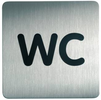 Skilt firkantet "wc" toilet Pictogram af rustfrit stål