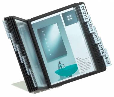 Vario® a5 table 10 Komplet registersystem med bordstativ af metal og 10 A5-lommer i polypropylen.