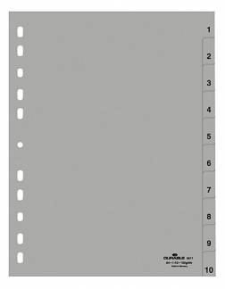Register 1-10 Universalhullet polypropylen register med trykte faner 1-10.